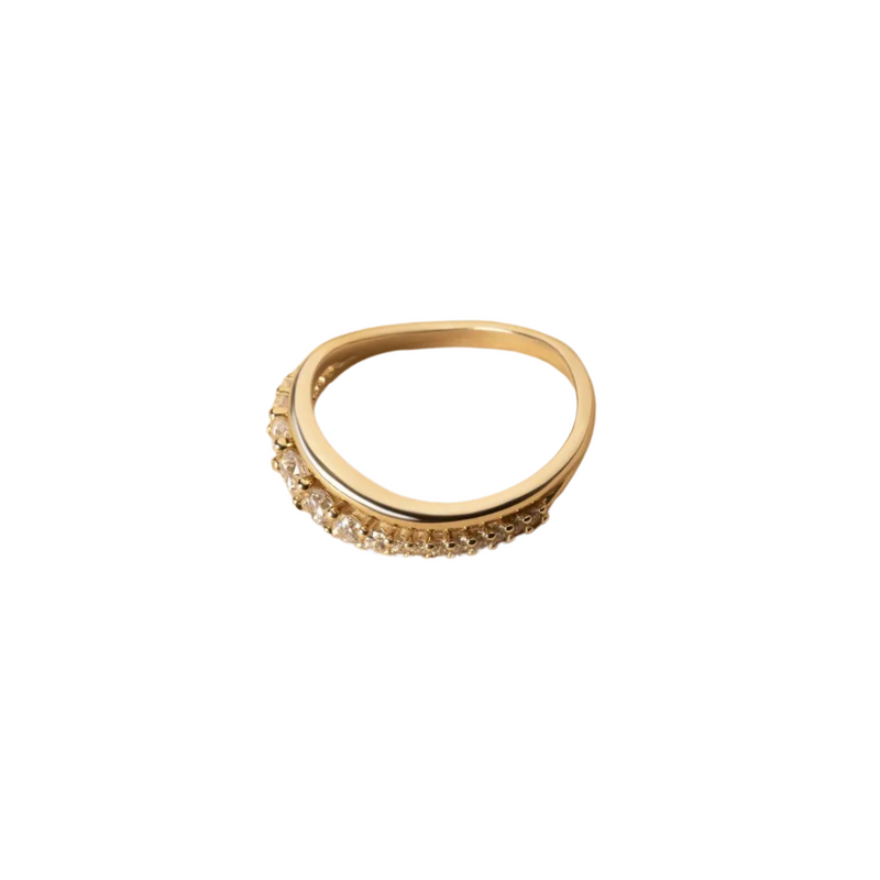 Goldring 14 Karat Zirkonia - Geschwungen